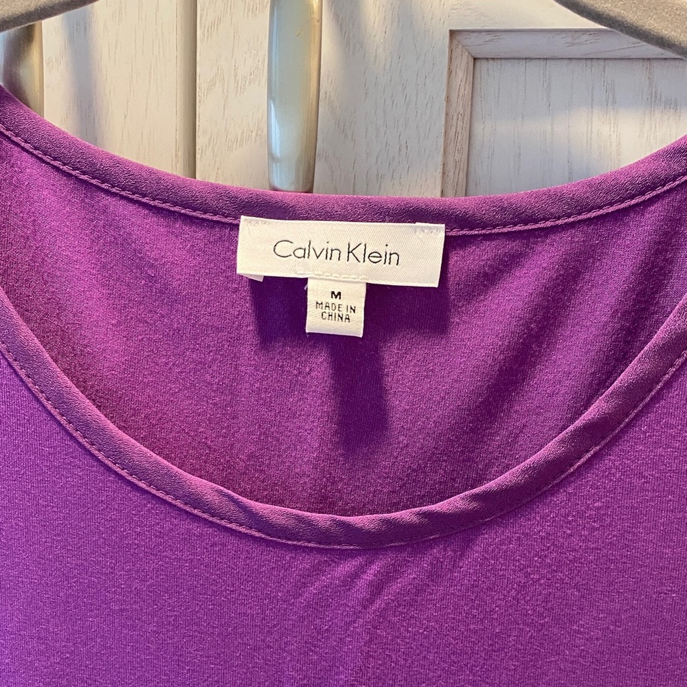 NWOT Calvin Klein Purple Scoop Neck Short Sleeve Top